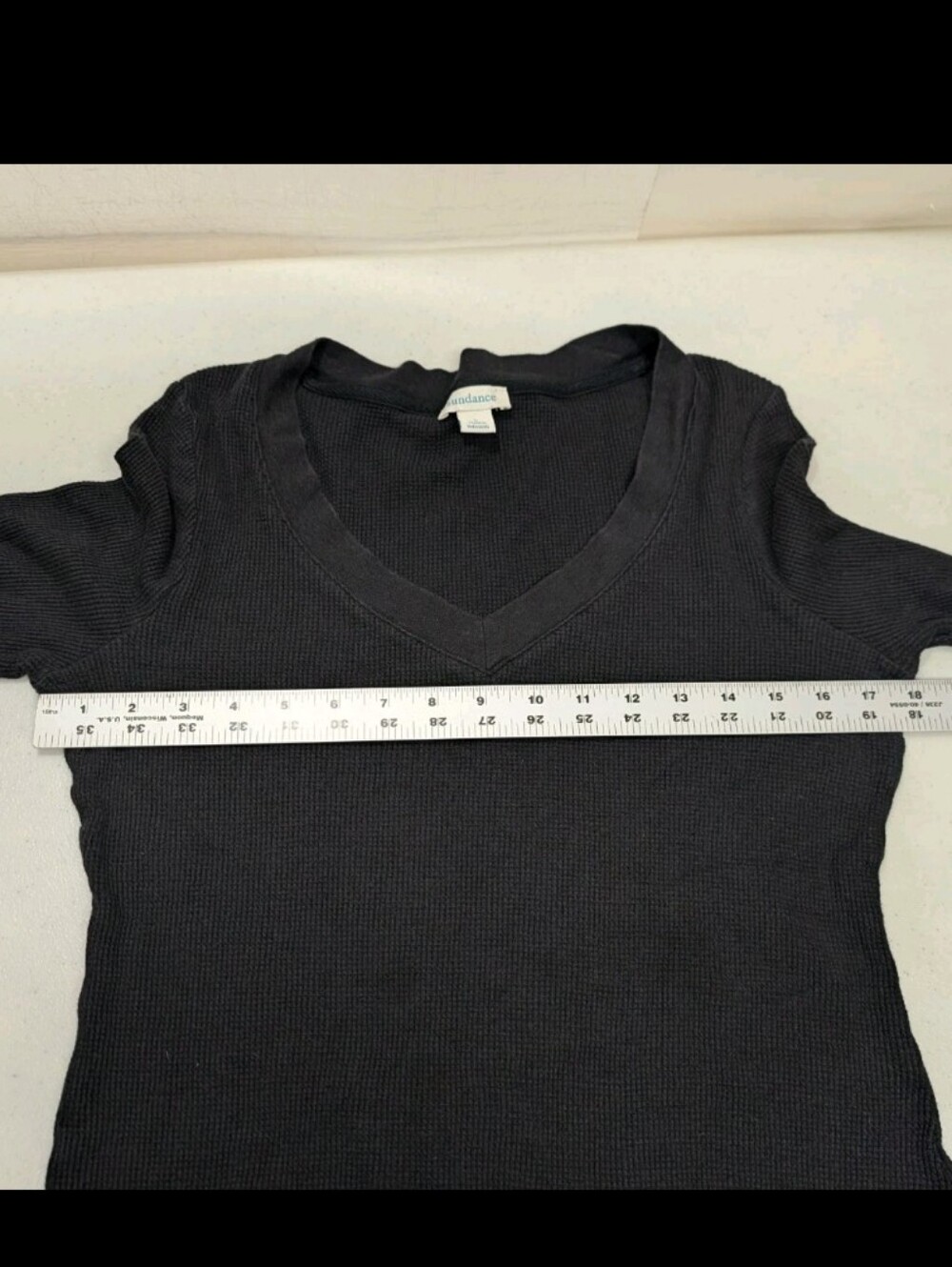 Sundance Waffle Knit Thermal Shirt Top Black L Outdoor Country Cowgirl #585 - Picture 5 of 7